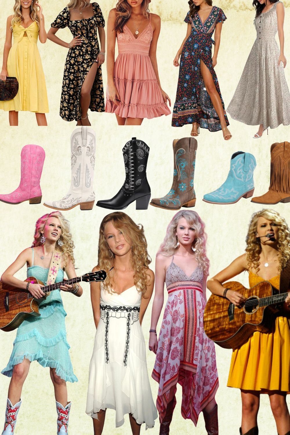 Taylor Swift Debut Outfit Ideas: Cowboy Boots + Sundresses