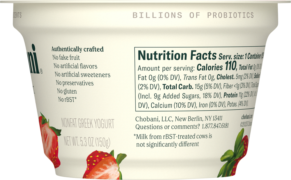 Chobani Fruit on the Bottom Nutrition Facts & Protein Content in Greek Yogurt