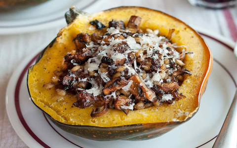 Sausage Stuffed Butternut Squash Recipe with Fall Veggies and Holiday Side Dish Ideas