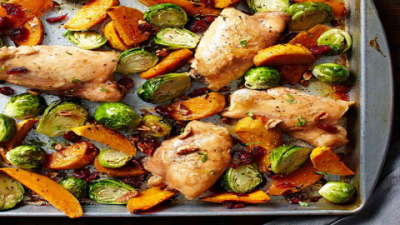 Harissa Chicken and Sweet Potatoes: Easy Sheet Pan Meal