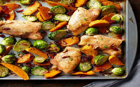 Harissa Chicken and Sweet Potatoes: Easy Sheet Pan Meal
