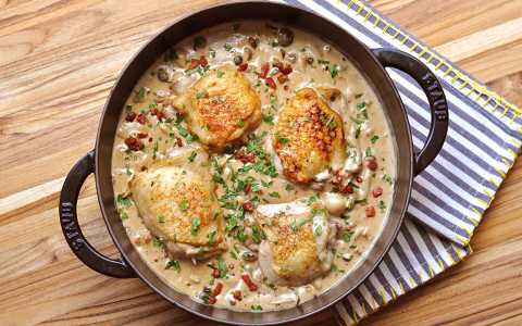 Easy recipes with chicken and pancetta plus creamy sauces and fresh herbs
