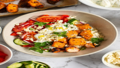 Roasted Mediterranean Shrimp Bowl Recipe with Garlic & Mediterranean Spices
