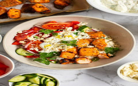 Roasted Mediterranean Shrimp Bowl Recipe with Garlic & Mediterranean Spices