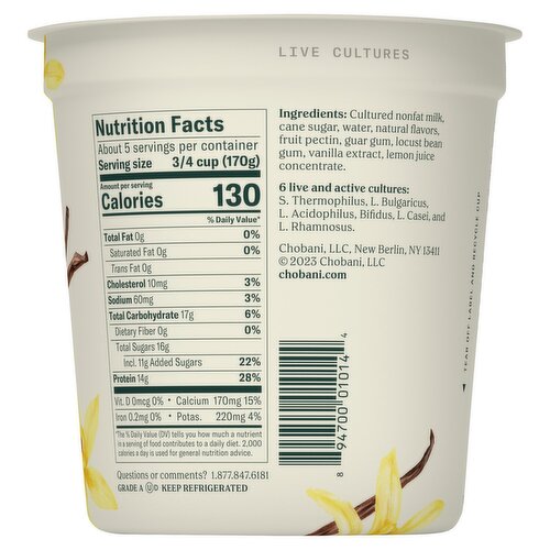 Chobani Vanilla Greek Yogurt Nutrition Label: What’s Inside?