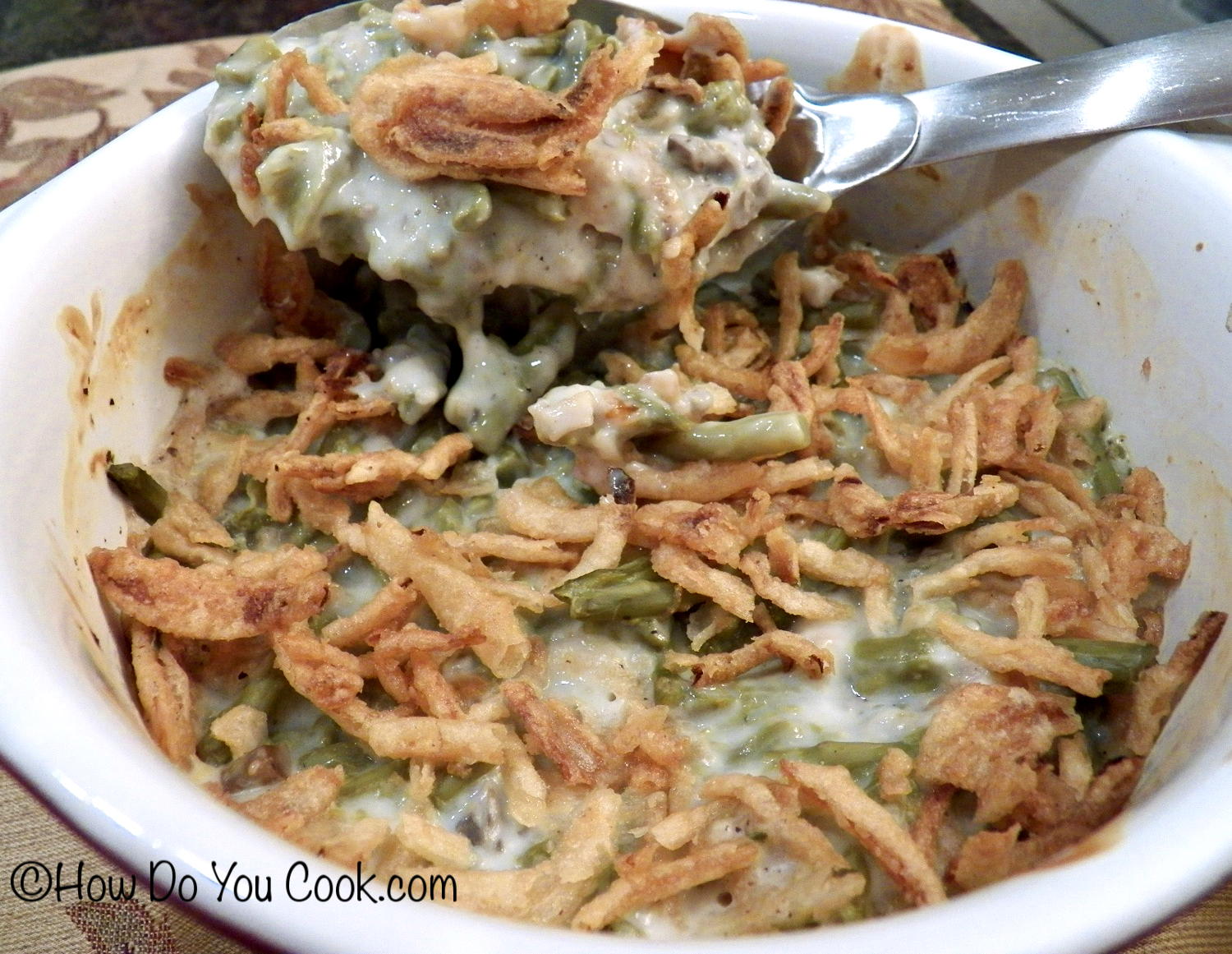 Green Bean and Asparagus Casserole with Crispy Fried Onions
