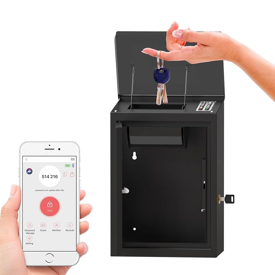 Secure Outdoor Key Drop Box with Weatherproof Lock & Easy Access
