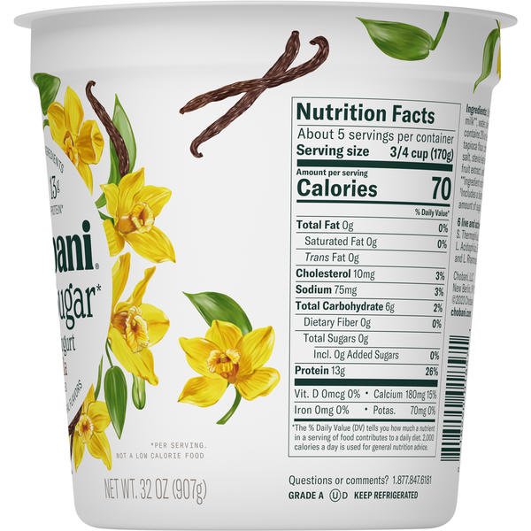 Chobani Zero Sugar Vanilla Greek Yogurt Nutrition Facts