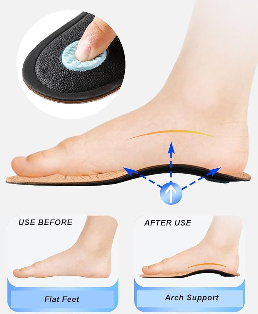Leather Arch Supports for Comfort with Breathable Insoles and Cushioning