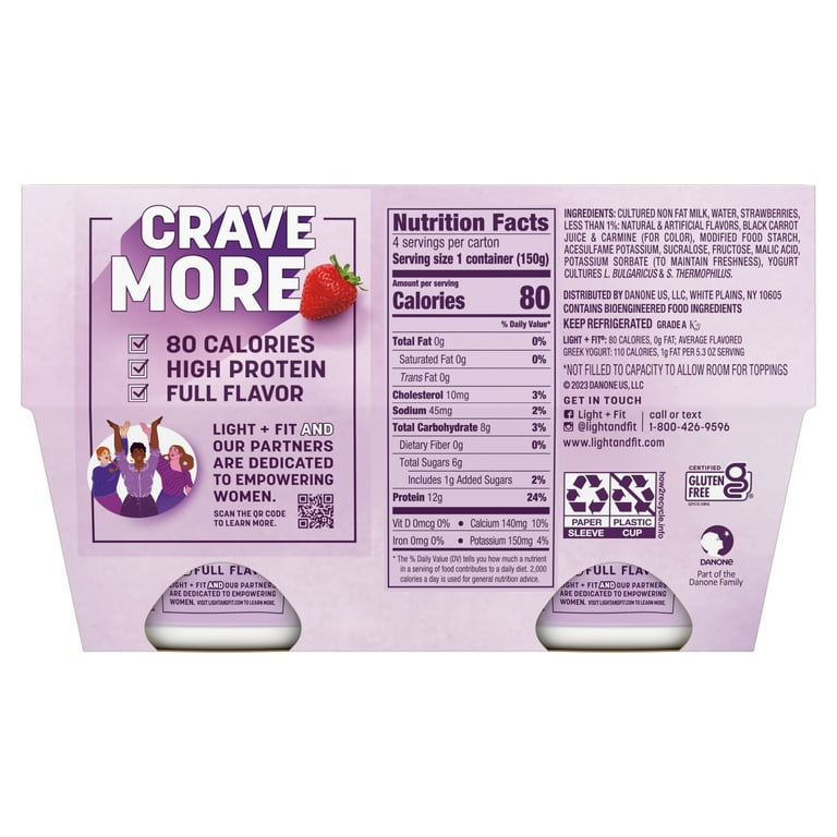 Dannon Light and Fit Greek Yogurt Nutritional Information: Calories & Protein Facts