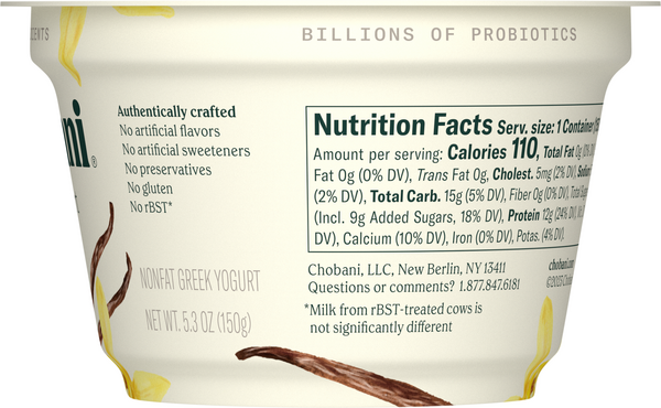 Chobani Vanilla Greek Yogurt Nutrition Label: What’s Inside?