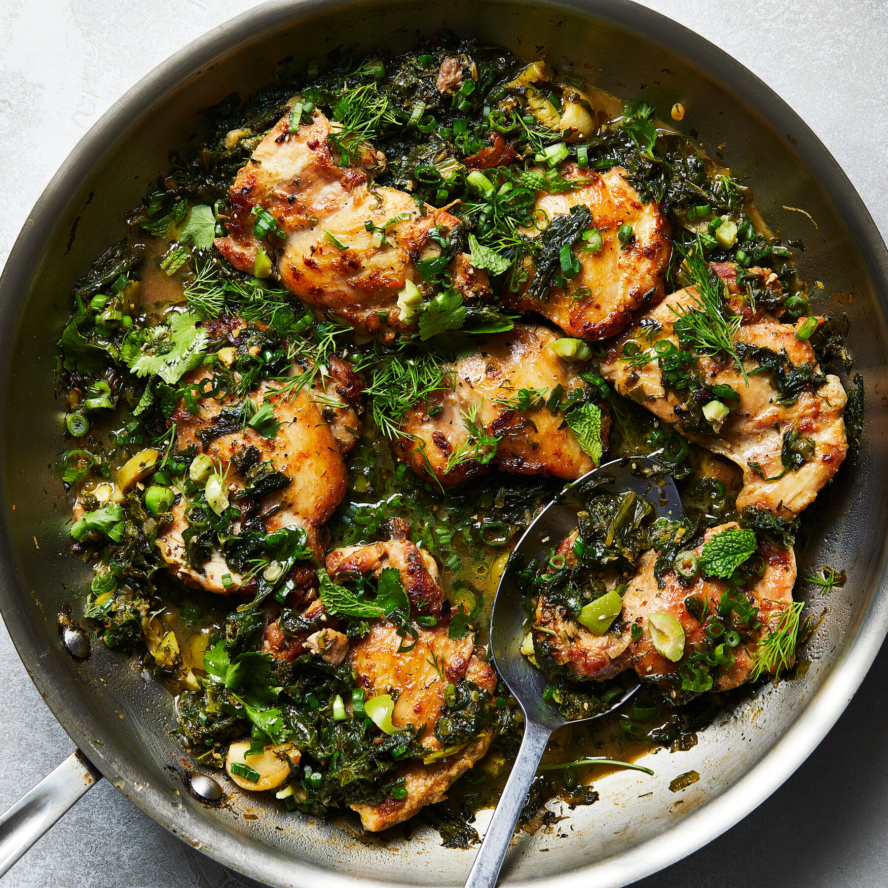 Quick & Easy Weeknight Dinner: Herby Skillet Chicken with Greens