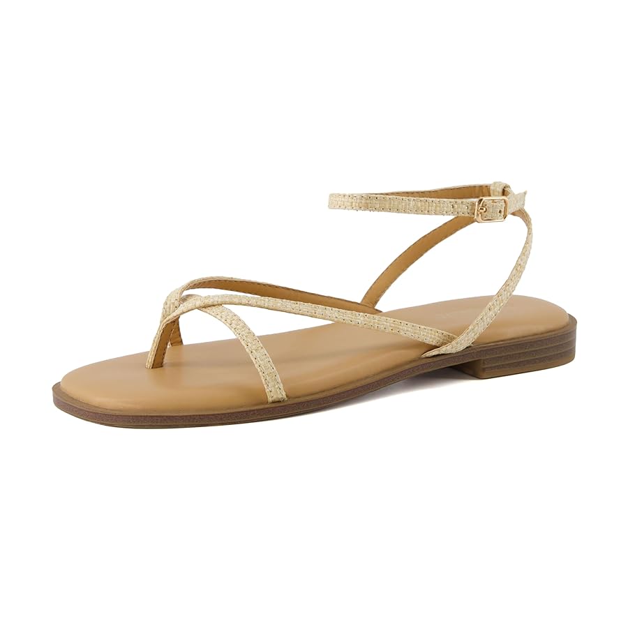 Strappy Cream Sandals with Cushioned Sole and Adjustable Straps for Comfort