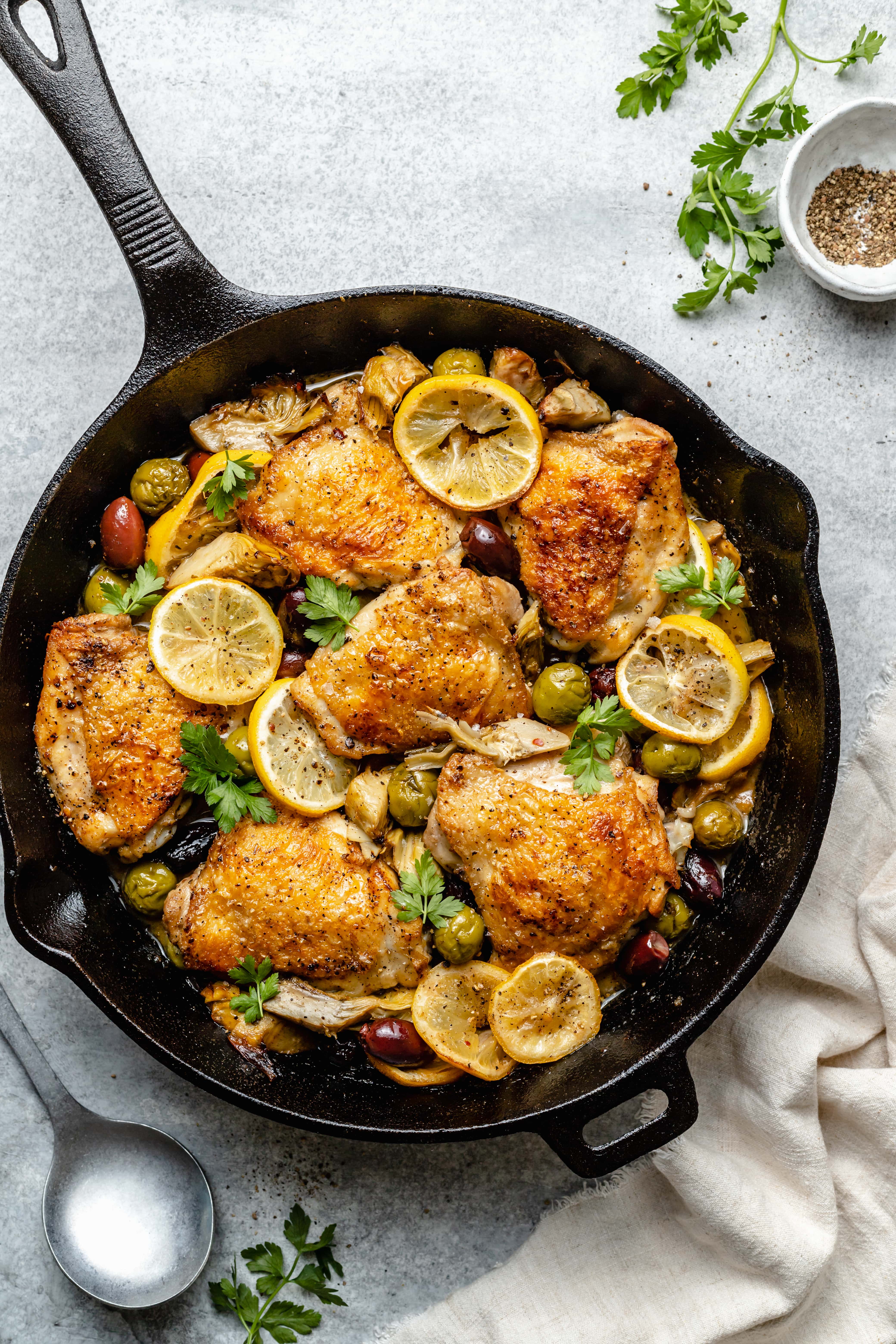Mediterranean Lemon Chicken with Artichokes and Olives | Easy One-Pan Dinner Recipe