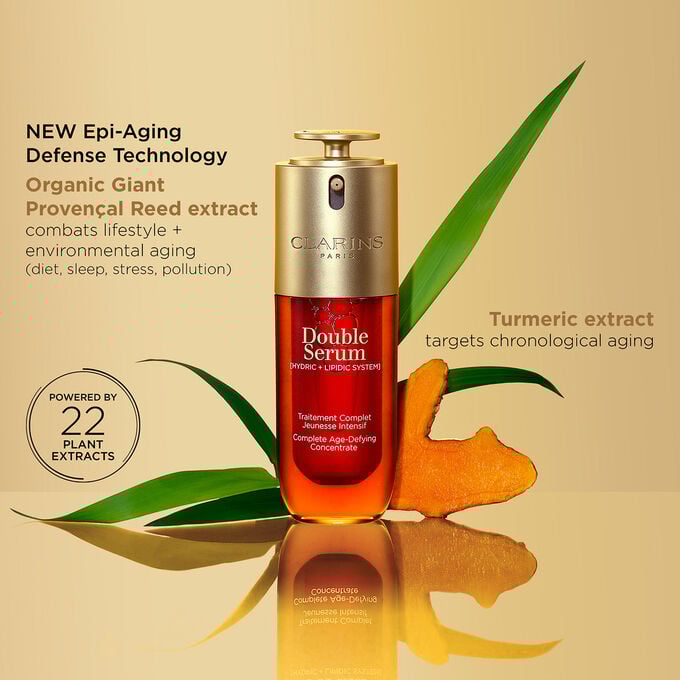 Unlock Youthful Skin: Anti-Aging Power of clarins new double serum With Turmeric and Peptides