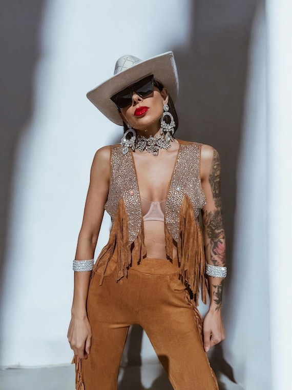 Festival Ready Western Glam Outfit with Rhinestone Flair
